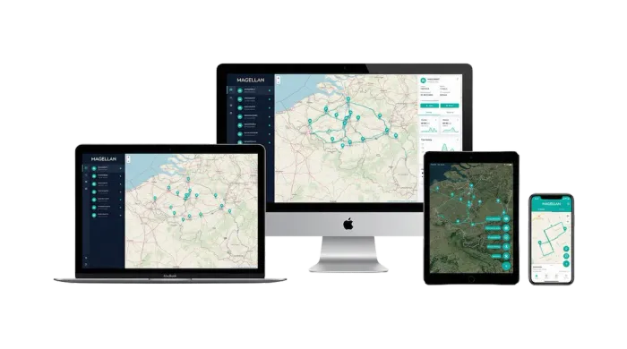 Interface Magellan sur ordinateur, tablette et mobile — suivi flotte en temps r&eacute;el